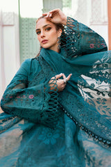 3 Piece Unstitched Embroidered Dobby Lawn Suit | D-2513-Blue