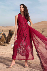 3 Piece Unstitched Embroidered Lawn Suit | D-2504-red