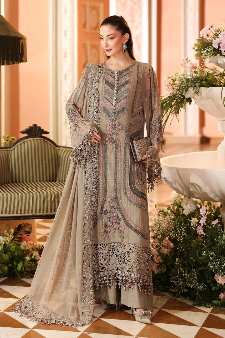 3 Piece Unstitched Embroidered Chiffon Suit MOUSE GRAY