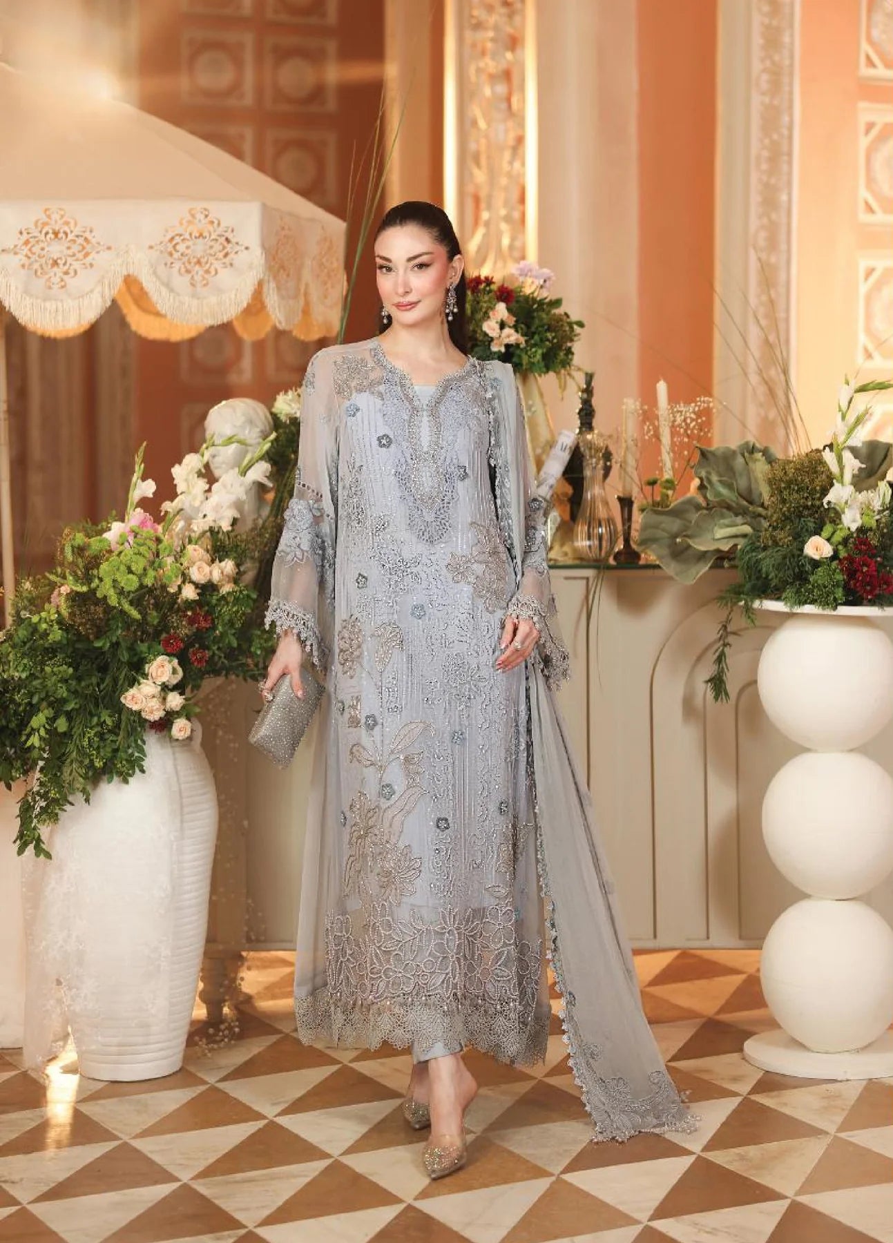 Maria B Unstitched GRAY